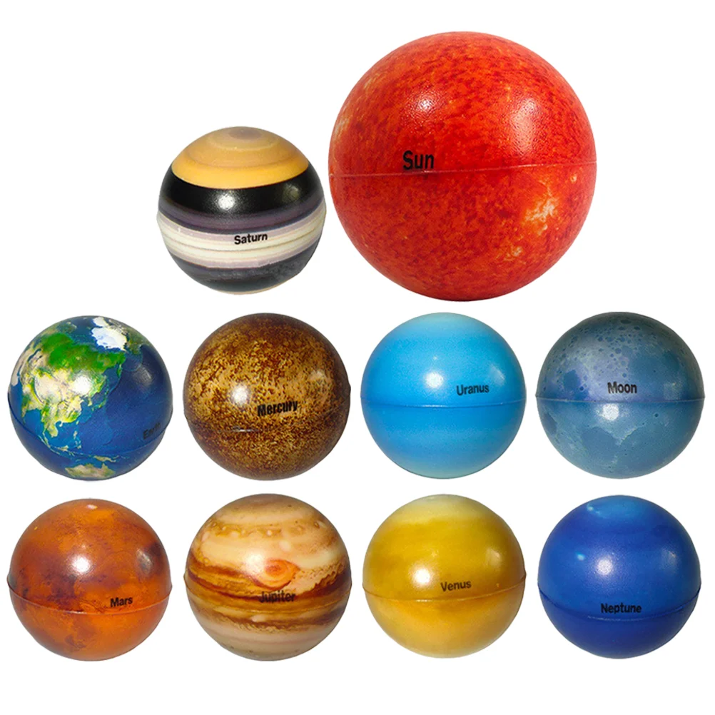 

Solar System Stress Balls Eight Planets Sun Moon Bouncy Ball Decompression Squeeze Balls Stress Relief Educational Toys