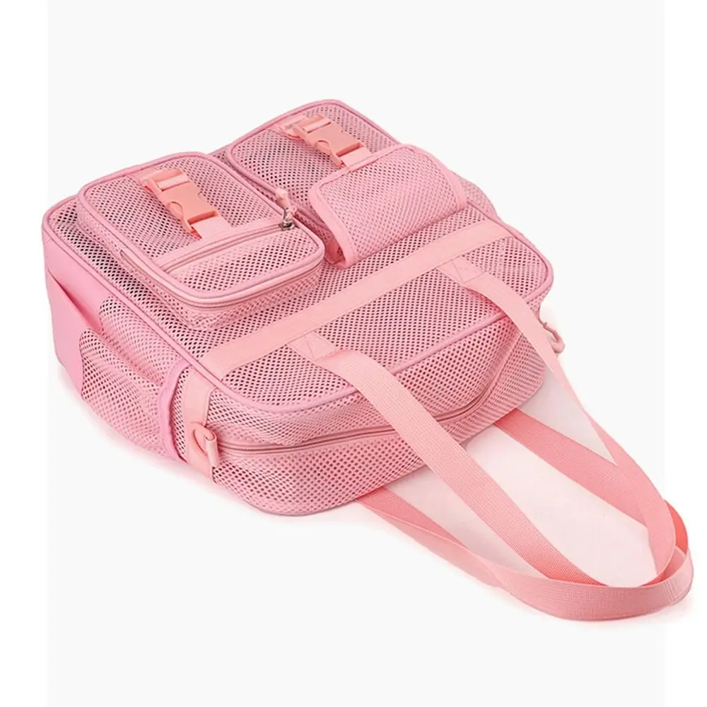 Quick Dry Mesh Shoulder Bag Breathable Zippers Closure Crossbody Travel Bag Solid Color Adjustable Strap Beach Mesh Tote Outdoor