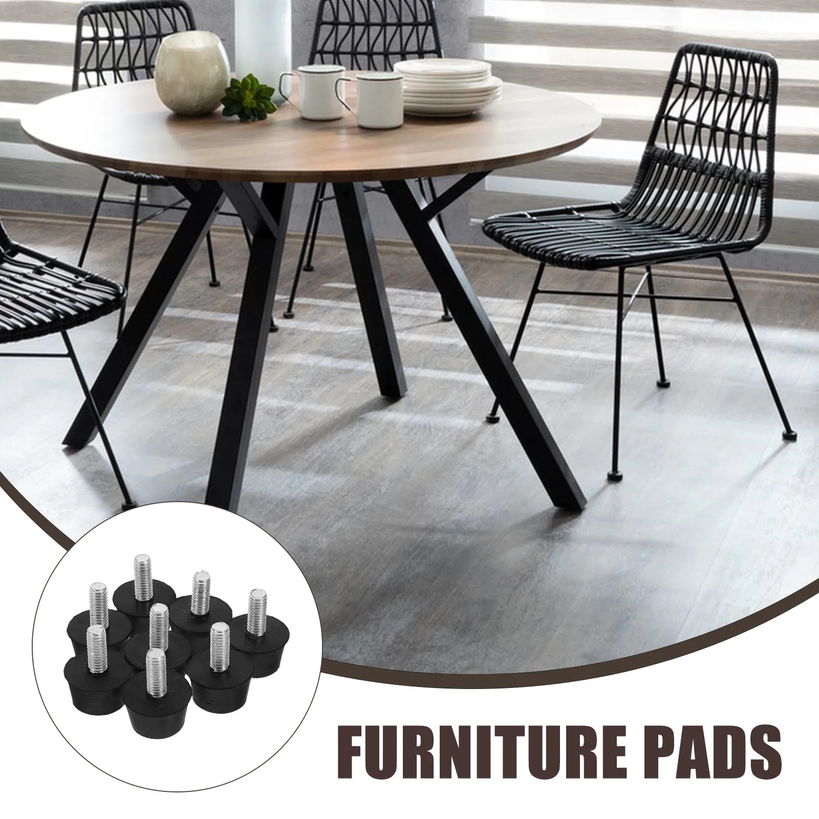 8Pcs Furniture Levelers Adjustable Rubber Screw Feet M6 Thread for Table Chair Sofa Desk Anti Slip Noise Dampening