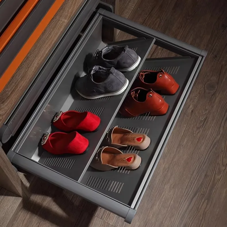 

Household wardrobe door cabinet pull out shoe drawer basket storage damping storage shoe rack cloakroom telescopic push-pull sho
