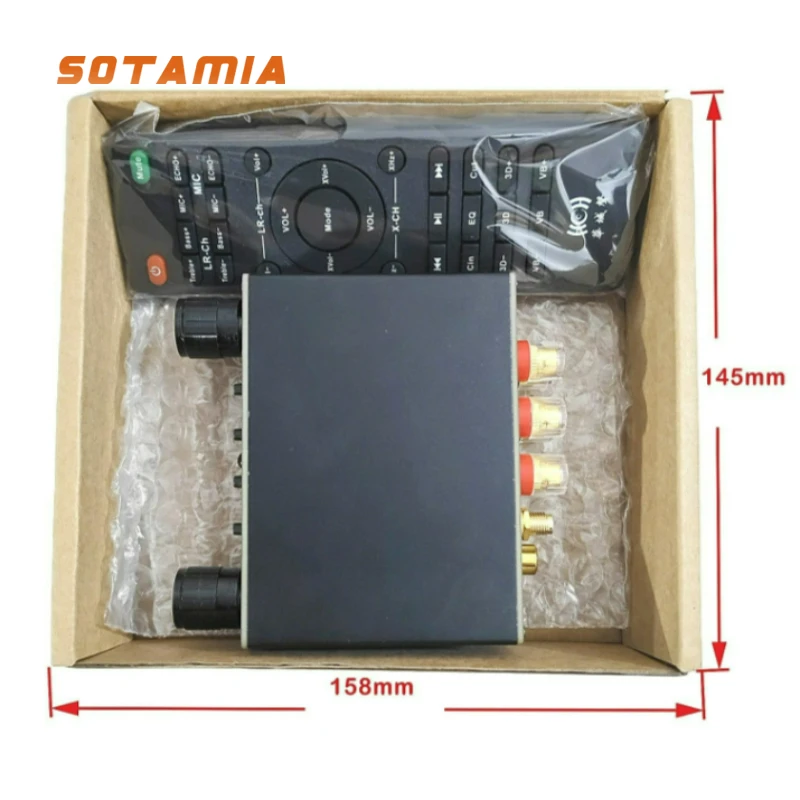 

Усилитель мощности SOTAMIA DSP Bluetooth 2*30+60 Вт 2.1 с сабвуфером, AUX, оптическим и коаксиальным входами, USB, многоканальным декодированием, DC 12-24В
