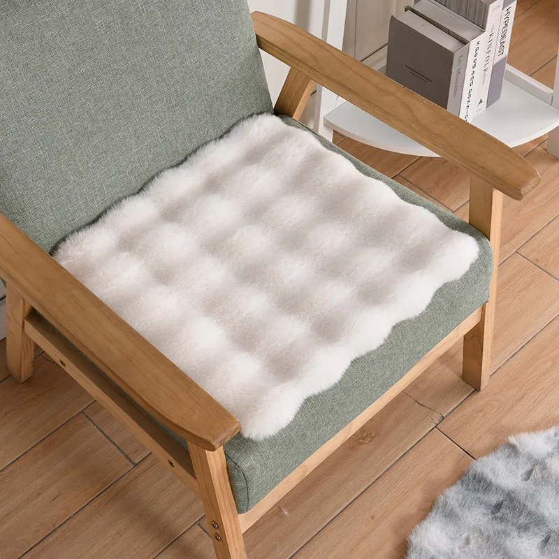 New Imitation Rabbit Fur Seat Cushion Soft Bubble Fleece Office Home Cushion