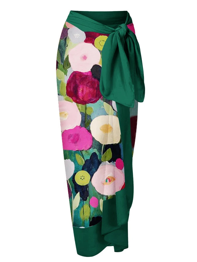 

Floral Print One Piece Swimsuit and Cover Up