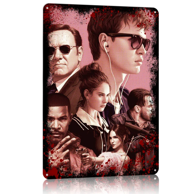 ملصق معدني مطبوع عليه فيلم سائق الطفل لتزيين غرفة النوم للمنزل، علامات قصدير معدنية قابلة للتخصيص لتزيين الحائط، عصا ديكو