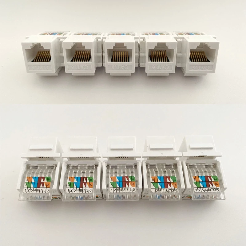 5Pcs CAT6 UTP Network Module Tool-free RJ45 Connector Information Socket Computer Outlet Cable Adapter Keystone Jack