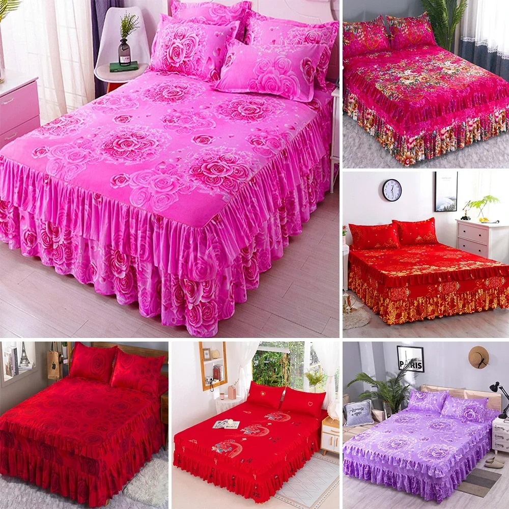 

Sheet Fashion Modern Bedspread Thick Princess Bed Sheet King Queen Size Elastic Single Double Bedsheet Yatak Örtüsü Çift Kişilik