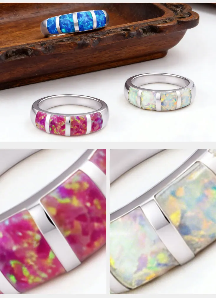Vintage Opal-Kupferring für Damen und Herren, Gotischer Schmuck, Luxuriöses Hochzeits- und Verlobungsring-Set, Cocktail-Ringe als Geschenk für Sie – Detail 4