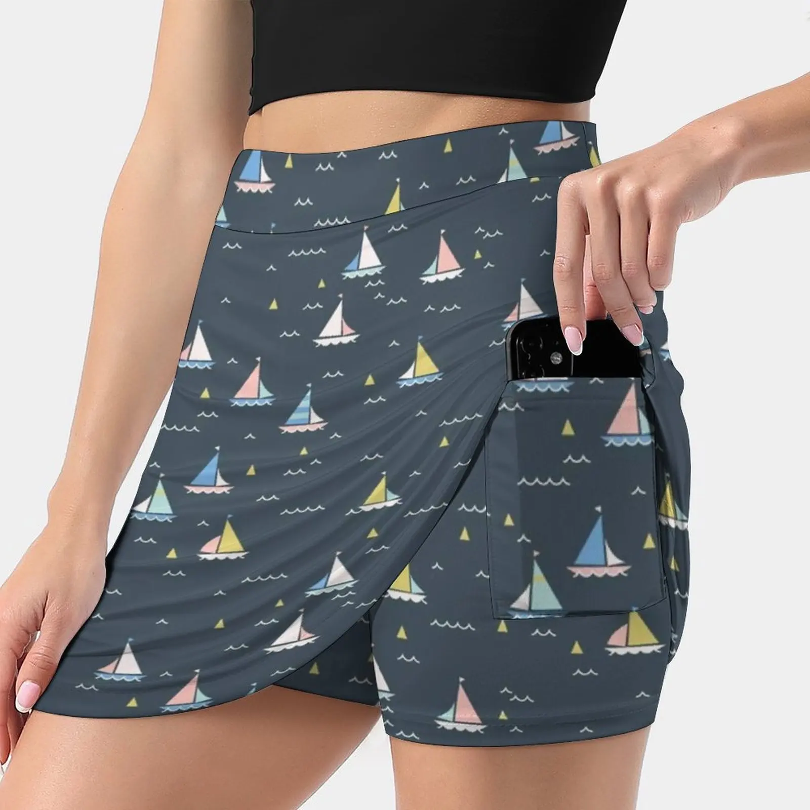 

Small Boats Women's skirt With Hide Pocket Tennis Skirt Golf Skirts Badminton Skirts Running skirts Boat Sail Sailboat Summer