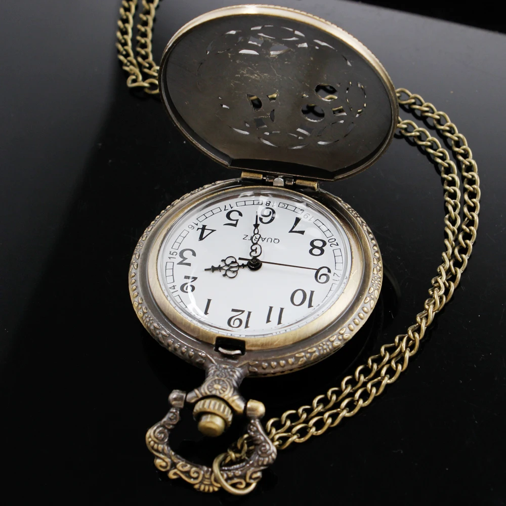 Orologio da tasca al quarzo con gufo carino vintage in bronzo, miglior ciondolo accessorio regalo per donne, uomini, bambini, squisito orologio da collana