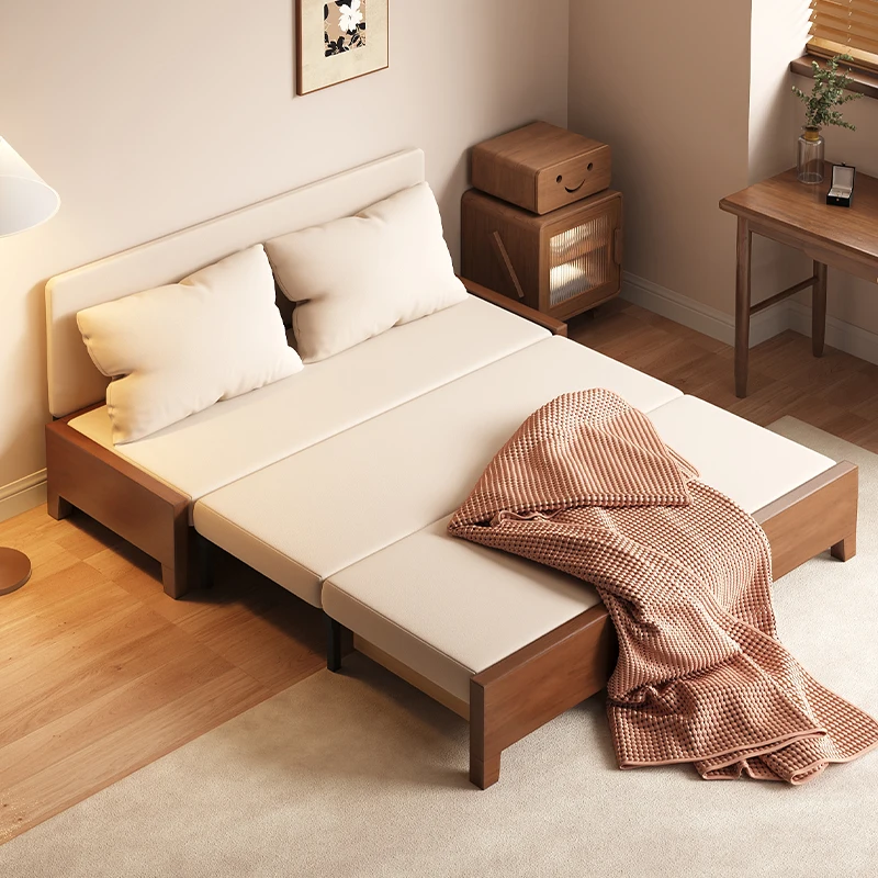 

Folding sofa bed dual-purpose 2025 new small apartment living room foldable 1.5 meters double sofa variable bed solid wood