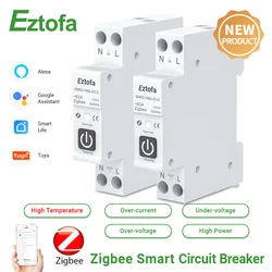 TUYA ZigBee Smart Circuit Breaker 1P 1-63 With Metering Over Current Under Voltage Protection Wireless Remote Control Smart Home