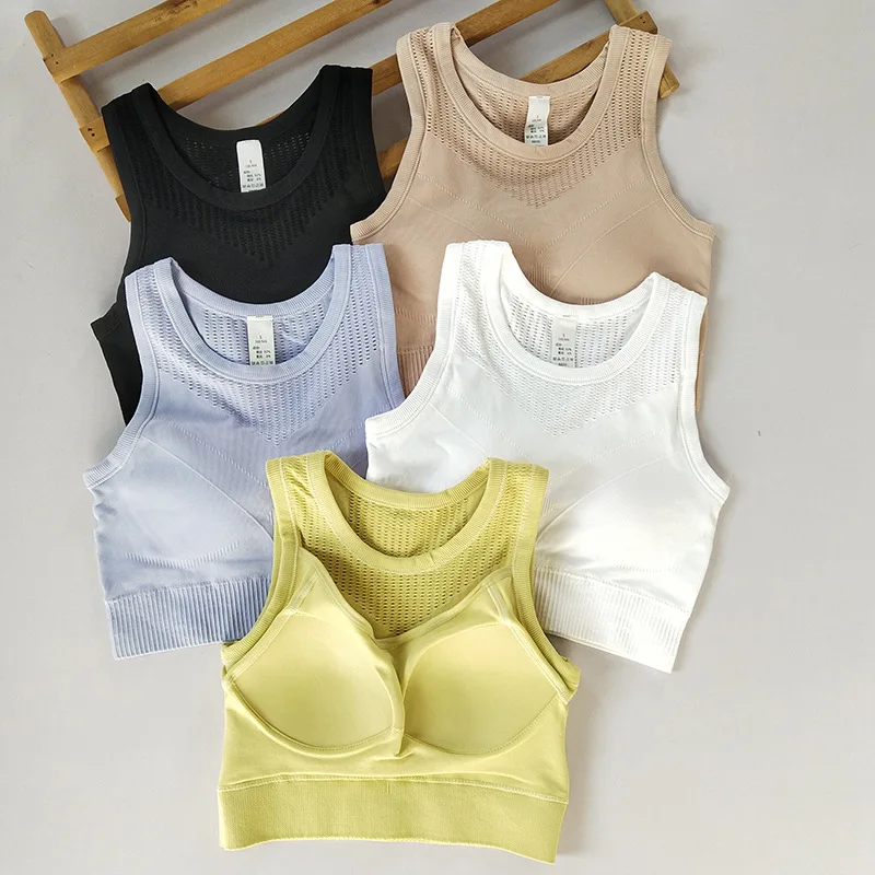 

Women's One-Piece High-Strength Hollowed-Out Vest-Style Sports Bra Shockproof Non-Displacement Fitness Yoga Running Top