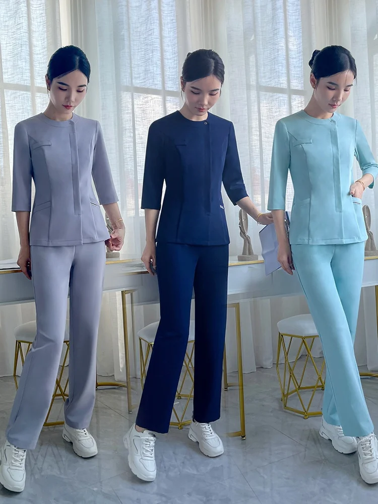 New Dental Clinic Pet Hospital Nurse Uniform Set Beauty Salon Maternity Center Caregiver Workwear Pants Suit Spring 2023