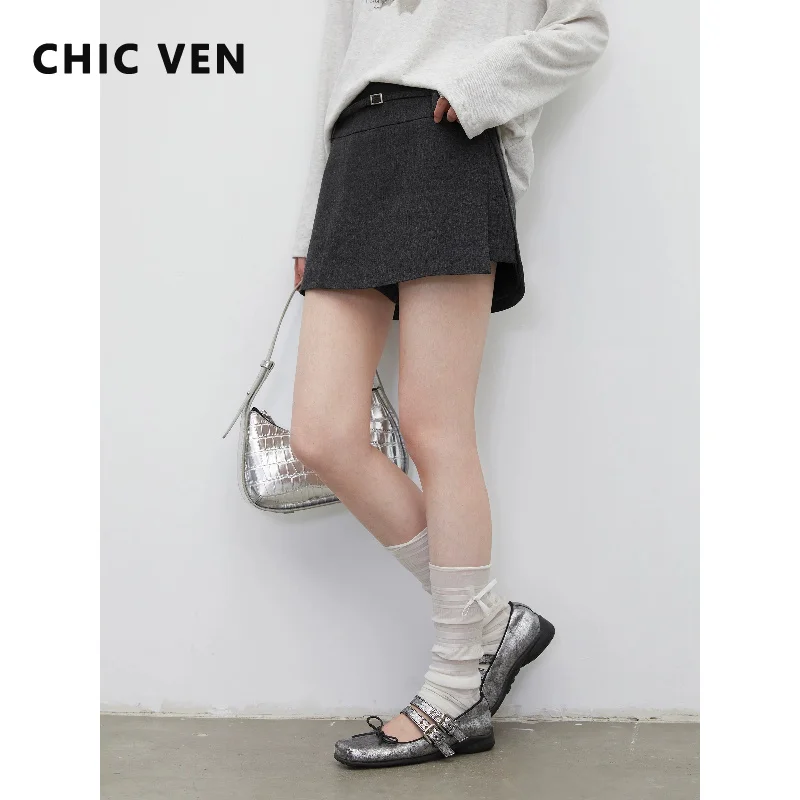 CHIC VEN Fashion Women Skirts Solid New High Waisted A-line Strap Wrapped Office Lady Suit Skirt Spring Autumn 2026 Clothes
