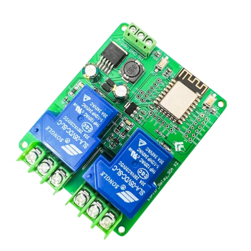 ESP8266WIFI two-way 30A relay module ESP-12F development board secondary development board DC7-28/5V