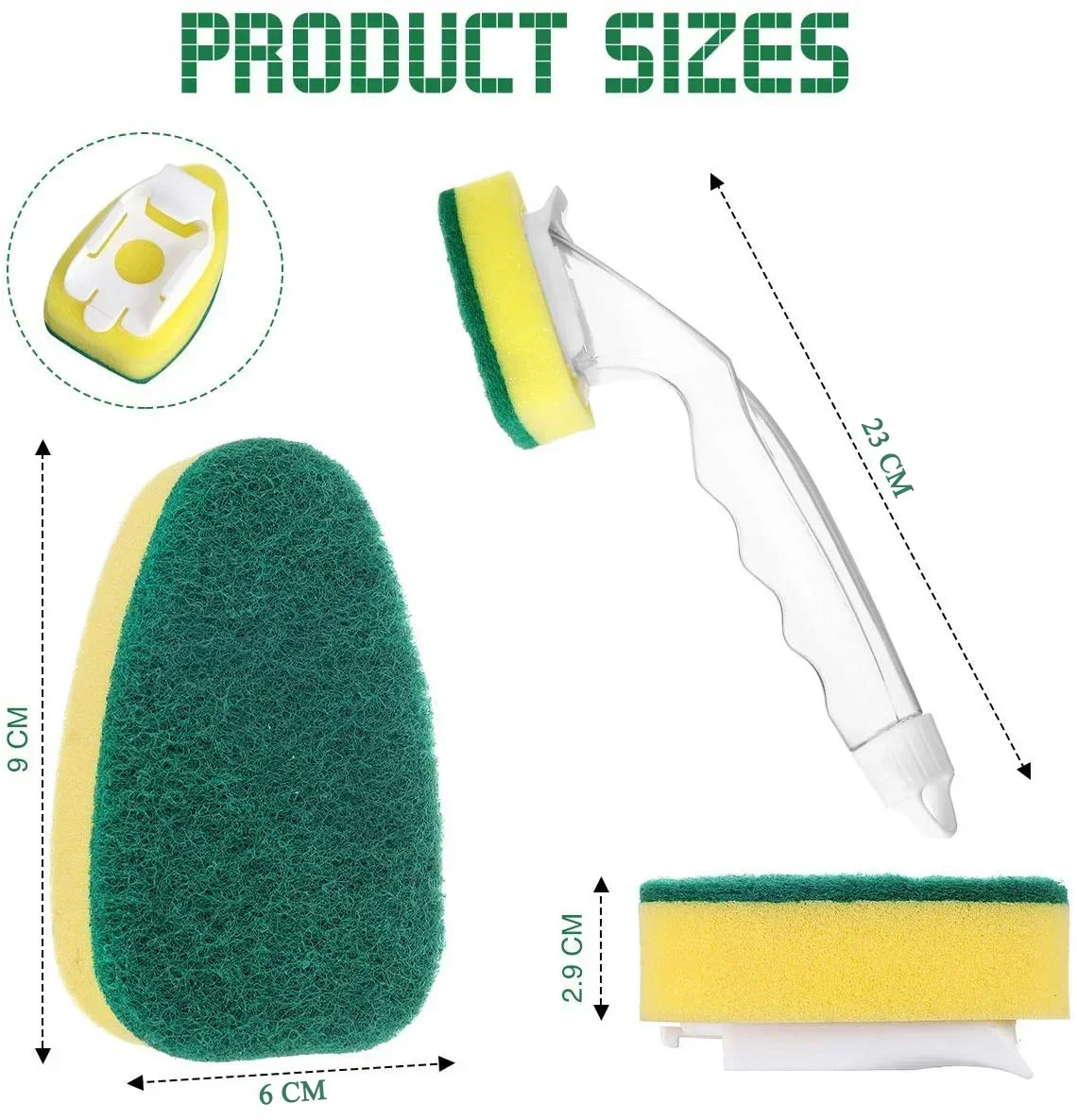 Sponge Cleaning Brush Set Soap Dispenser 1 Dishwashing Handle 2 Replace Head Kitchen Purifier Tool Cleaning Supplies Karcher Sc4