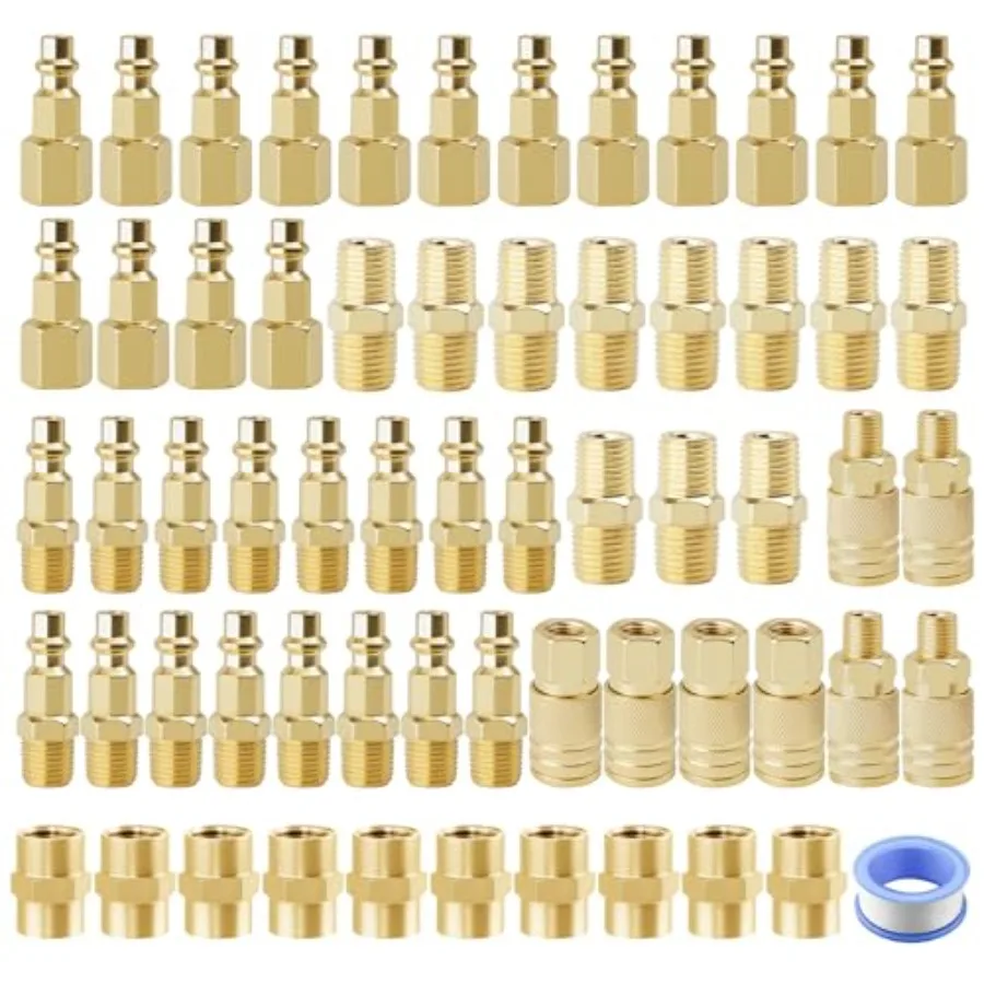 

Air Coupler and Plug Kit62 Pcs 1/4" NPT Air Tool Fittings Set Quick Connect Air Hose Fittings Air Compressor Accessories