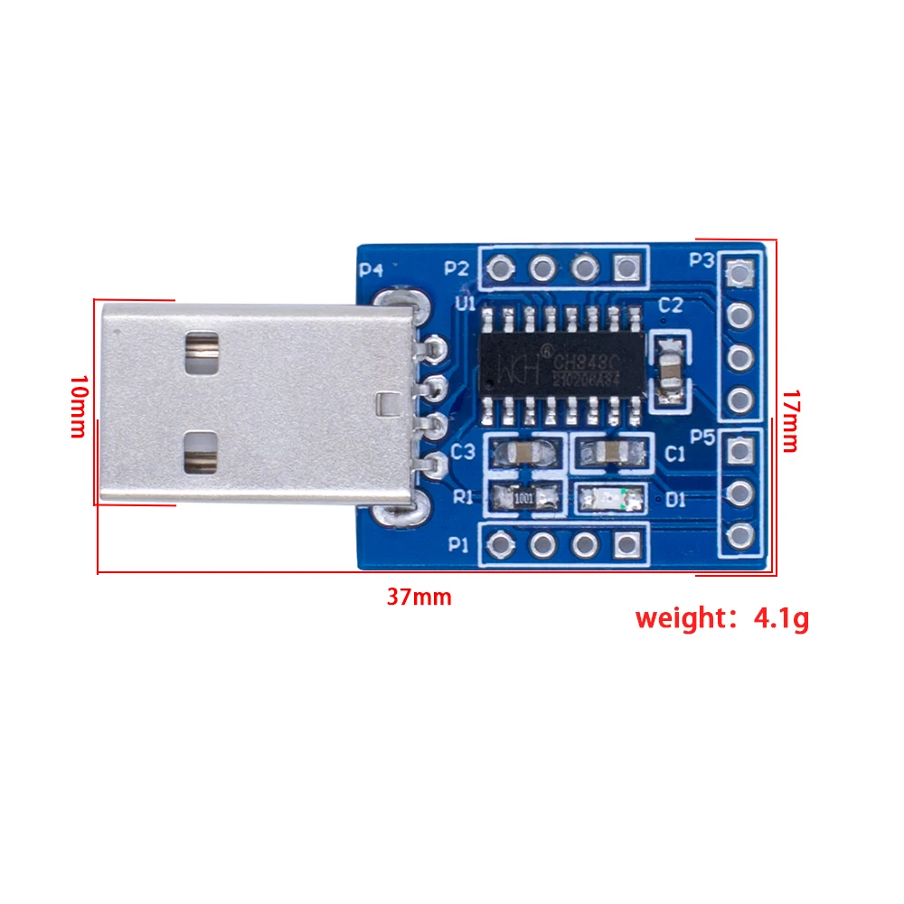 TTL Converter CH343G USB To Serial Port Module Supports 50bps-6Mbps RTS DTR DCD RI DSR CTS RS232 Interface Board