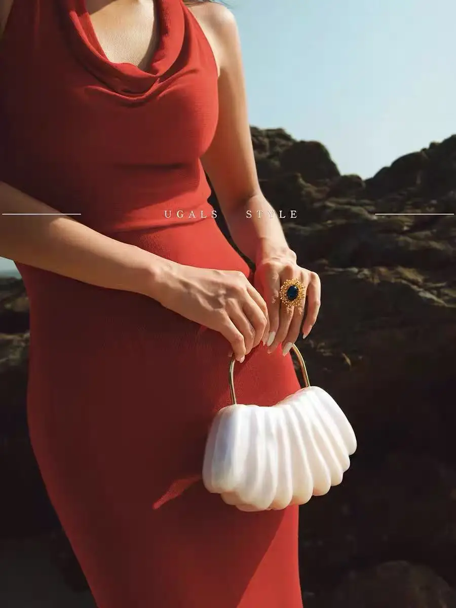 Torebka damska z teksturą w paski, luksusowa akrylowa torebka kopertówka na wesele, elegancka torebka bankietowa, torebka crossbody.