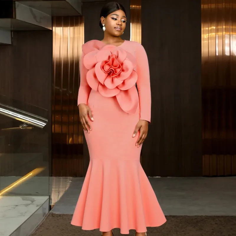 

Дашики Африканские платья для женщин Элегантные осенние элегантные африканские платья с длинным рукавом и круглым вырезом размера плюс Макси-платья Африканская одежда