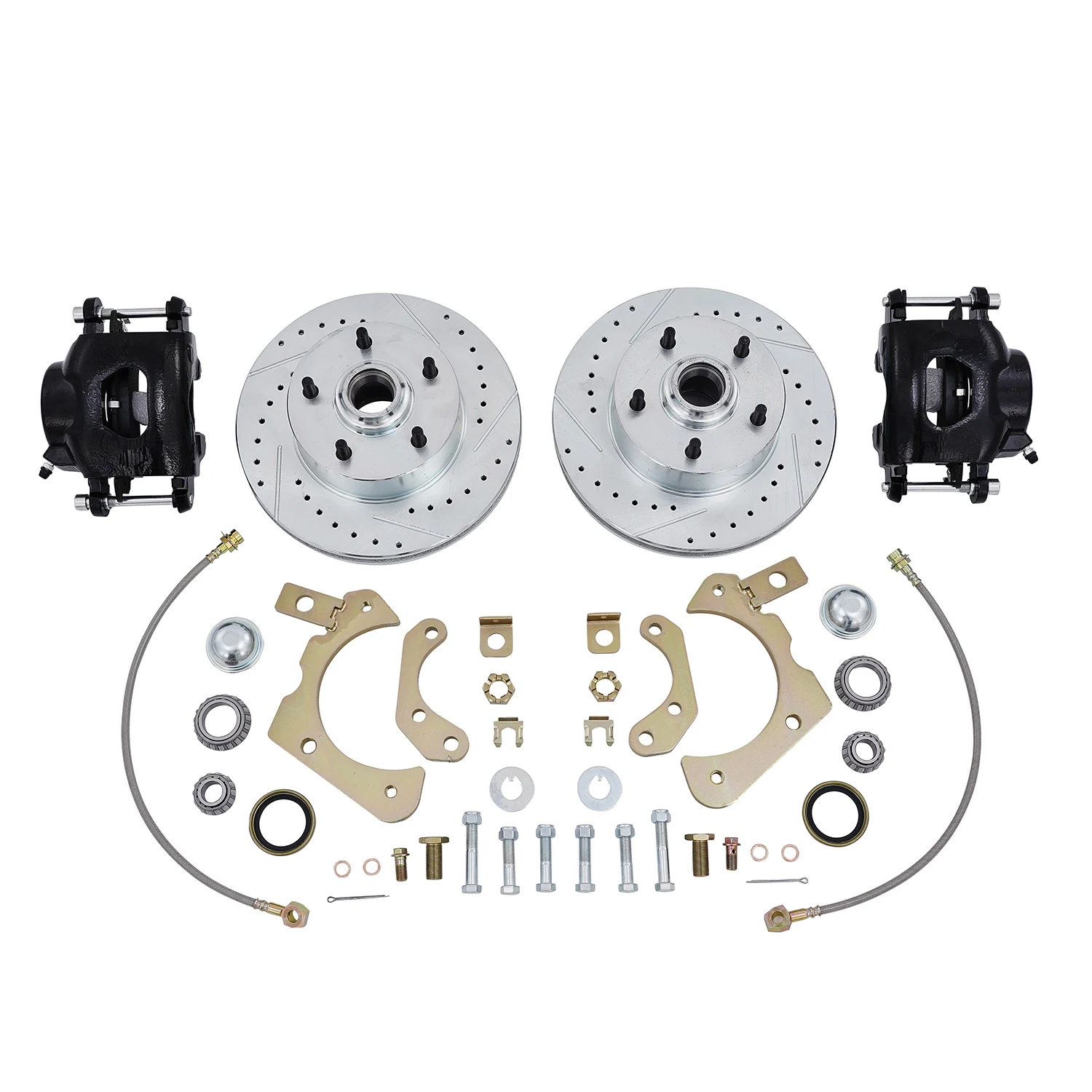 

11 Inch Front Disc Brake Conversion Kit Black Caliper Fits 1955-58 Chevy Cars Full-size Impala Bel Air Street Rod Parts