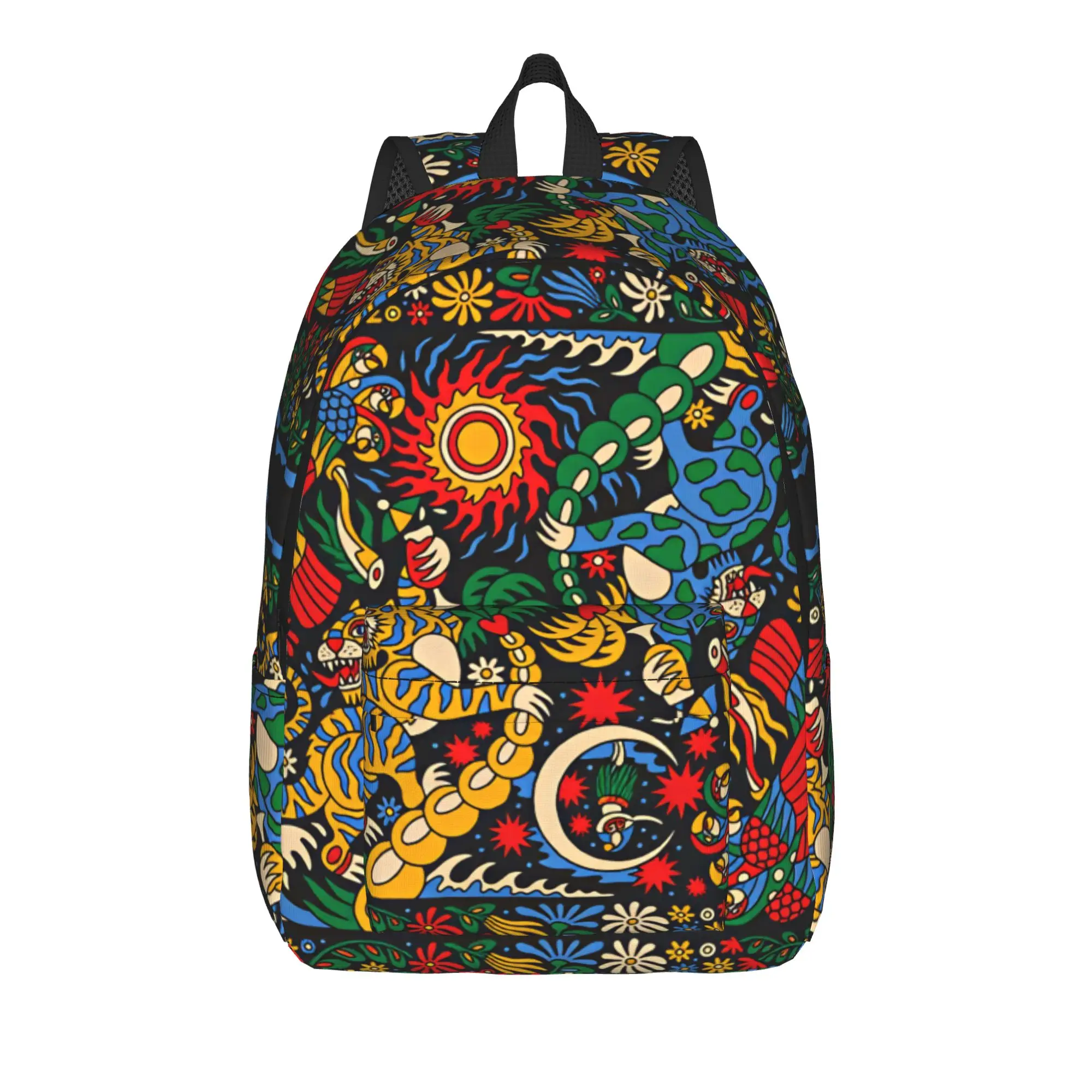 Red Teal Ethnic Floral Paisley Backpack  Hiking Backpacks Student Custom Soft High School Bags Streetwear Rucksack
