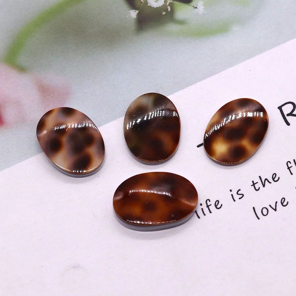 5pcs Exquisite Mother-of-Pearl Earrings Holeless Beads Natural Fashion Leopard Print Oval Ring Jewelry DIY Gift Accessories