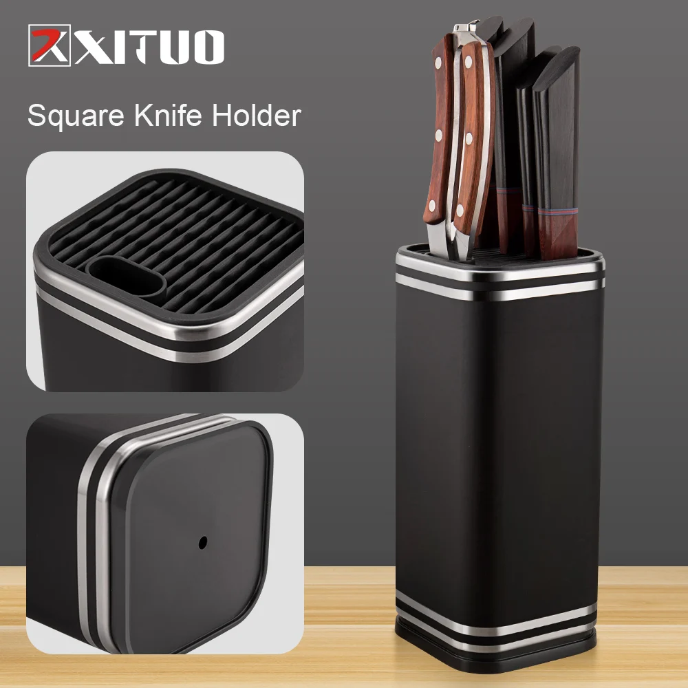 

XITUO New Stainless Steel Square Knife Hodler Can Put Kitchen Chef Knives Scissors Kitchen Multifunctional Utility Storage Tool