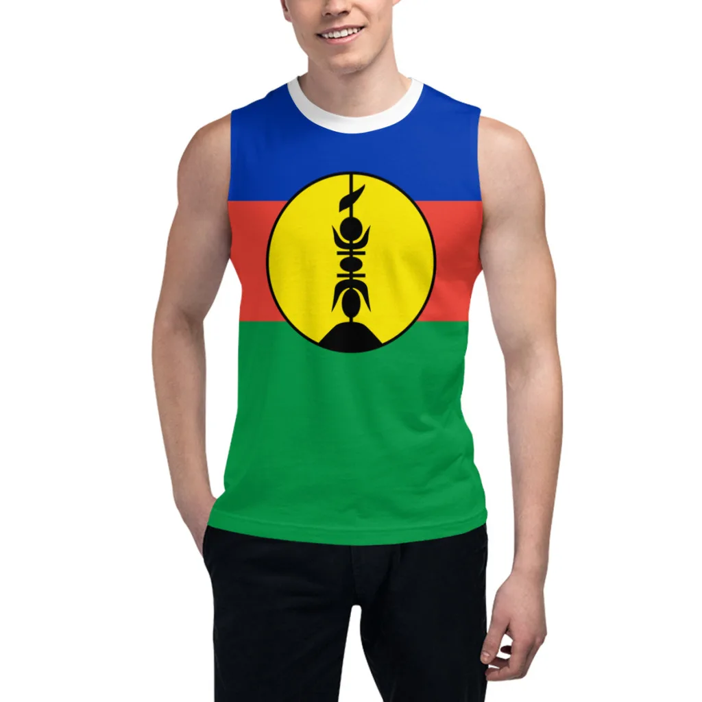 Sleeveless T-shirt New Caledonia Flag 3D Men's Boys Tshirt Gyms Tank Tops Fitness Joggers Basketball Training Vest