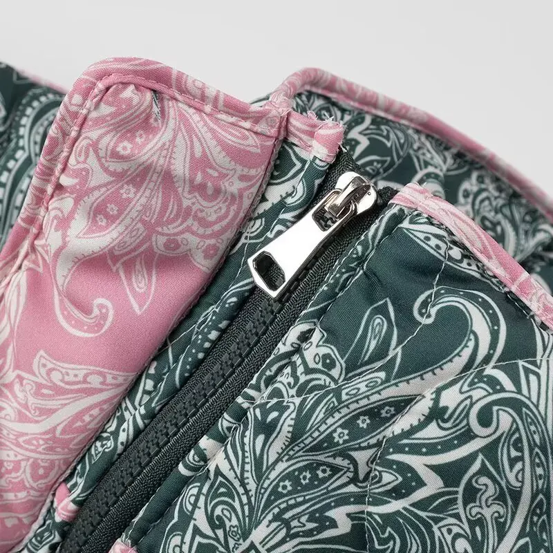 Parka con cintura para mujer, Chaqueta de algodón con estampado de almazuela a la moda, ropa de abrigo bidireccional extraíble clásica versátil, Otoño/Invierno