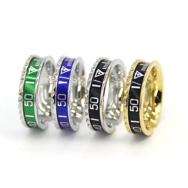 LOOKER 8 Colors Round Stainless Steel Wedding Bands Ring Numberal Uomo Unisex Ring for Women Men