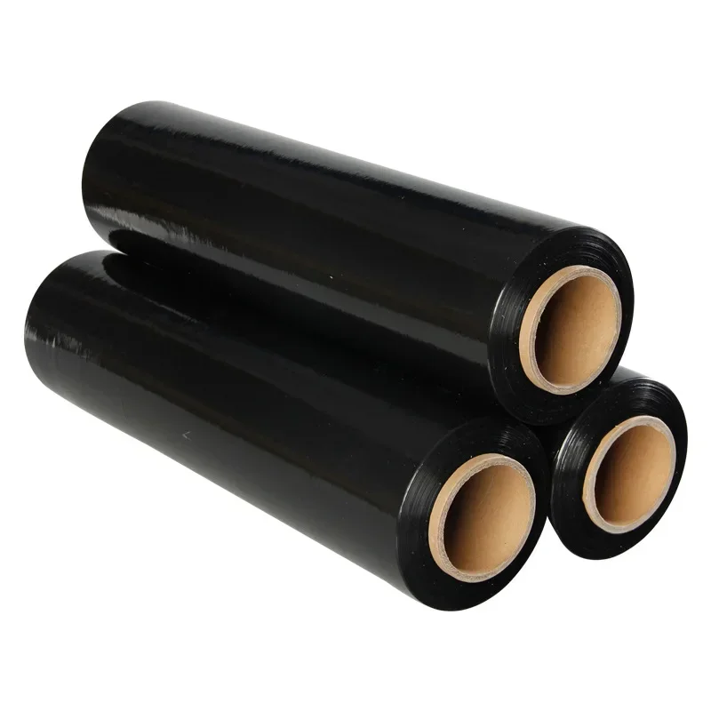 PE Black Stretch Film Industrial Packaging Cling Film Packaging Stretch Film New Material Strong Tensile Protection Privacy