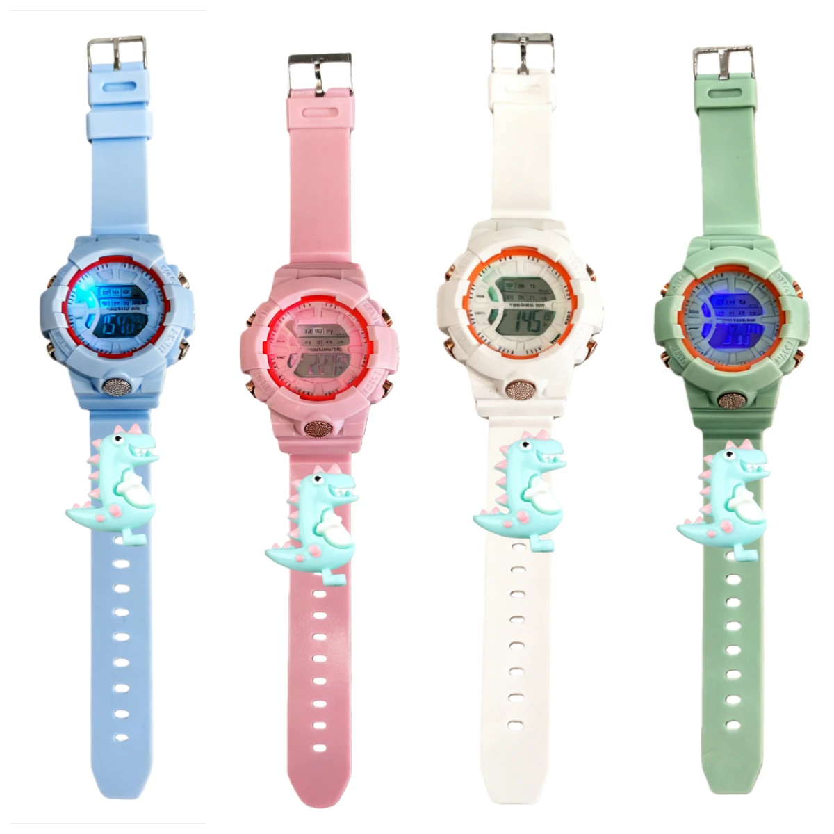 Relojes electrónicos bonitos de dinosaurio para bebé, Esfera luminosa de Color, reloj luminoso multifunción resistente al agua para niños, regalos novedosos para estudiantes