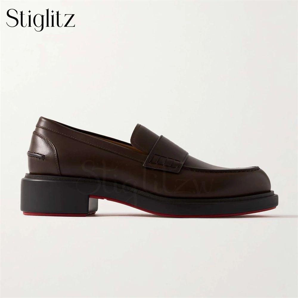 Soft Leather Comfortable Loafers Men's Elegant Brown Black Leather Dress Shoes Round Toe Leather Shoes Custom Handicrafted Shoes