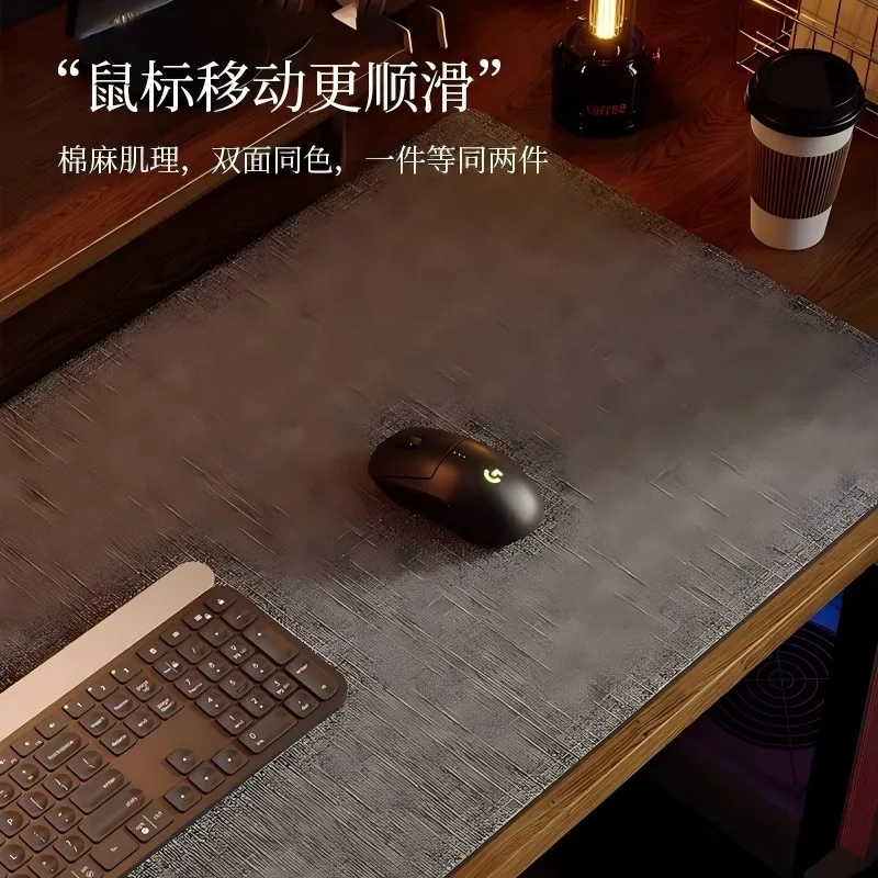 Desk Mat, Computer Desk Mat, Cotton and Linen Textured Leather Desk Pad, Writing Desk Mouse Pad, Desk Mat, Office Desk Pad