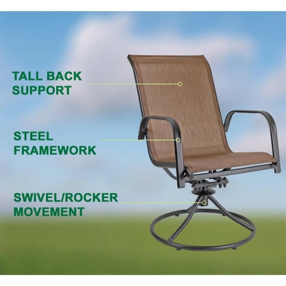 

Garden Elements Sienna Collection 40 Table and Four Swivel Rocker Chairs Patio Dining Set, Brown 5-Piece Set