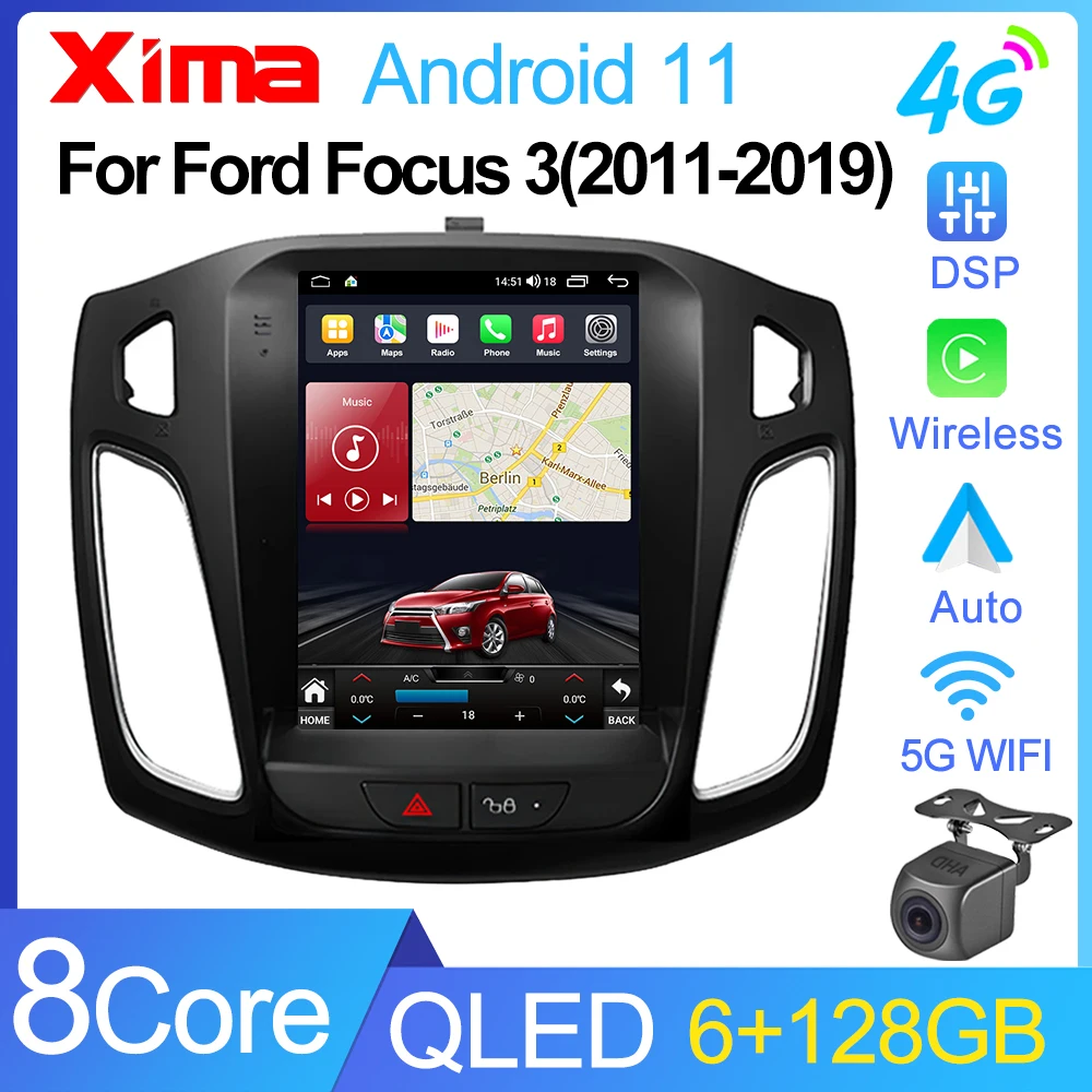 XIMA XV6Pro Qled DSP 2 Din Android 11 Car Radio for Ford Focus 3 Mk 3 2011 2012 - 2019 Multimedia 2Din Carplay Auto Stereo gps