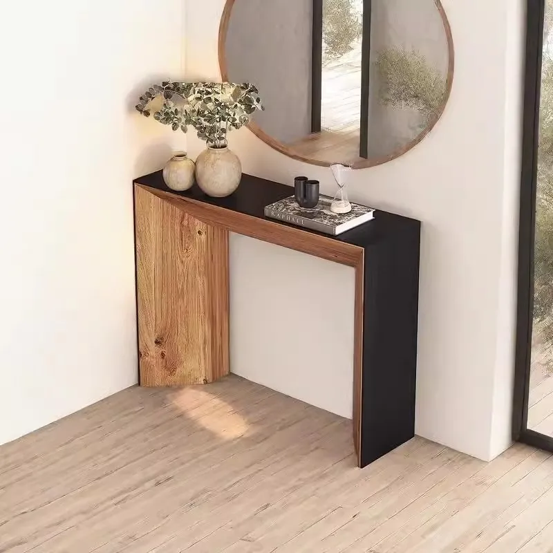 Retro solid wood entrance table B & B wabi-**** wind entrance cabinet pine wood against the wall strip case living room log fire