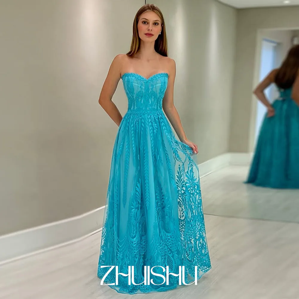 

ZHUISHU Роскошные кружевные женские свадебные платья для гостей, индивидуальное вечернее платье трапециевидной формы без бретелек, торжественное банкетное платье