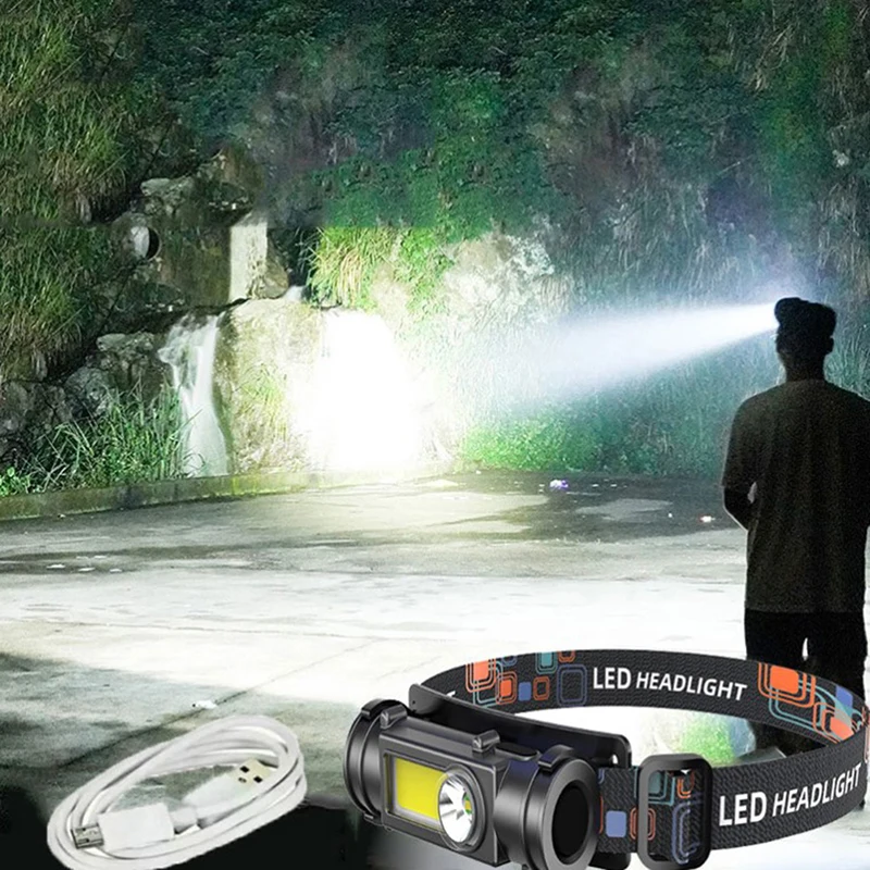 LED Headlight Strong Light 18650 Lithium Battery Head-mounted Flashlight Outdoor Household Rechargeable Night Fishing Headlight