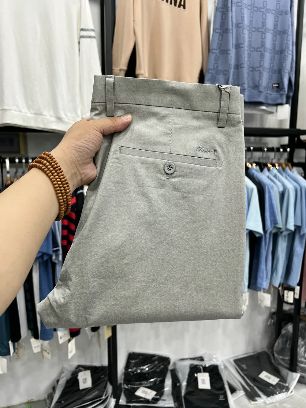 

Busin Casual Straight Leg Slim Fit Cotton Blend Comfortable Soft Skin-Friendly Long Pants Spring Autumn Stretchy Pure Color