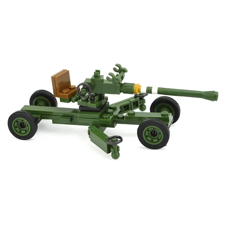 Military Weapons WW2 Gun Cannon Building Blocks German Soviet Soldiers Figure Anti-tank Gun Anti-aircraft Rocket Model Army Toys