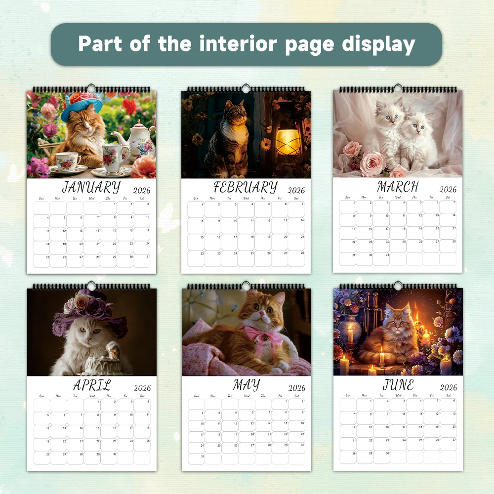 

1pc 2026 Cat Calendar Wall Hanging, 12 Unique Designs, Perfect Gift for Cat Lovers,Perfect Gift for Birthday, Christmas，New Year