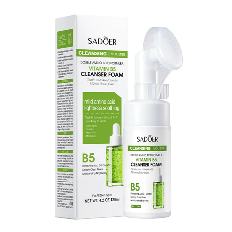 SAODER Q10 Vitamin C Facial Cleanser Face Wash Foam Facial Cleansing Mossee Moisturizing Brightening Facial Skin Care Products