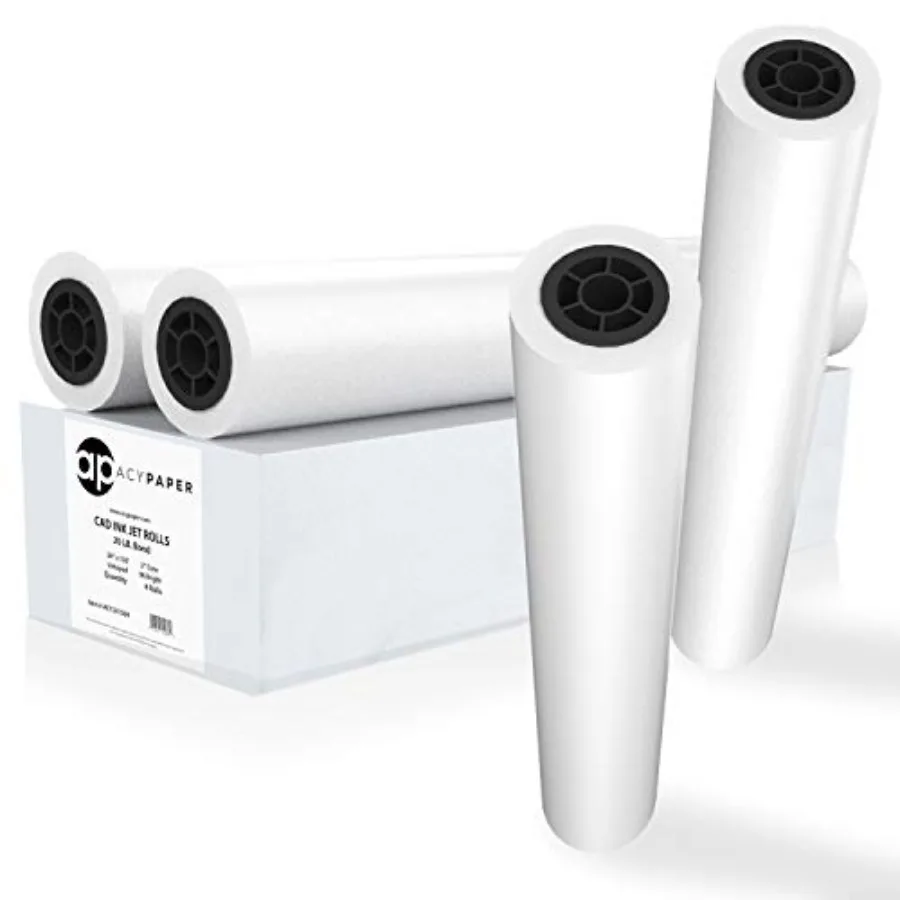 Plotter Paper 24 x 150 CAD Paper Rolls 20 lb. Bond Paper on 2