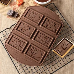 1PCS  6 Grid Silicone chocolate mold Christmas porous biscuit mold Heart shaped letter biscuit mold Creative home baking tool