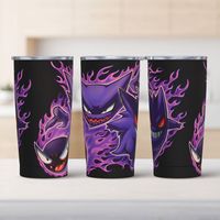 Stainless Steel Tumbler Pokemon Gengars Mugs Cup With Straws Beach Cold Drink Water Bottle Keep Heat Large Coffee Mug