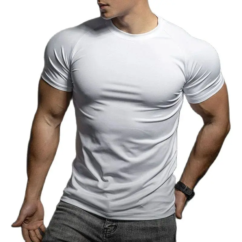 2024 New men\'s T-shirt Sports leisure running gym exercise training elastic quick drying short sleeve T-shirt men\'s top