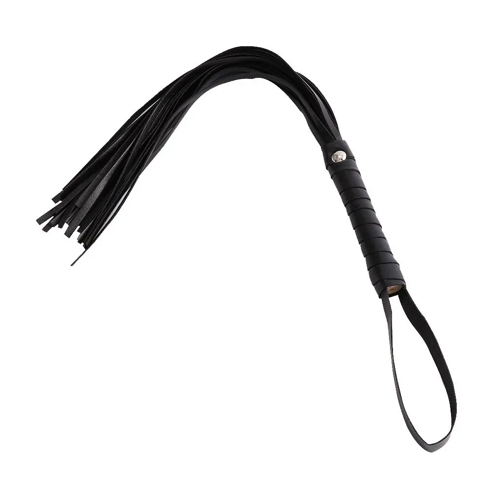 Fouet d\'équitation en similicuir pour cavalier, fouet noir, sangle Flogger Spcollar, fouet d\'équitation, cultures d\'équitation, fouet de course