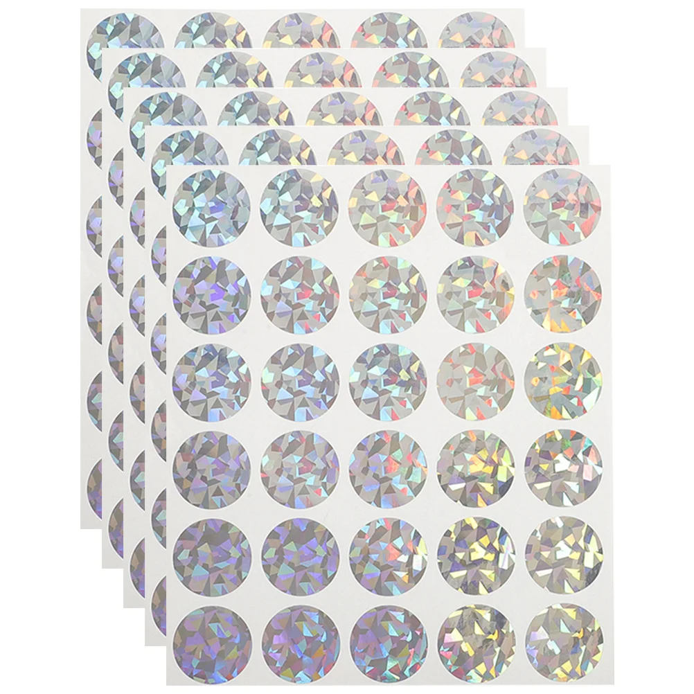 

5 Sheets Scratch Card Stickers Label Round Labels Diamond Paper off Tickets for Prizes Cards